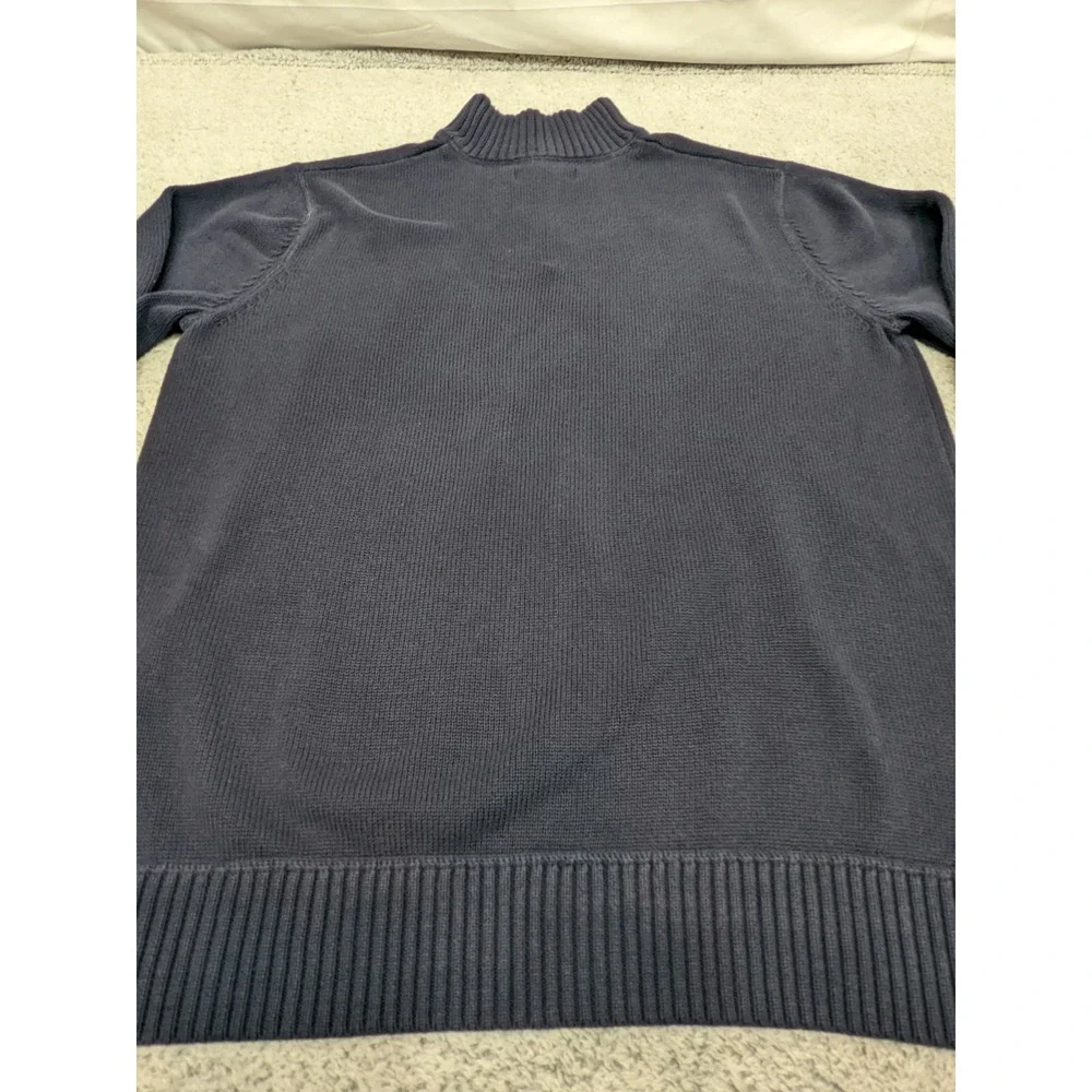 Eddie Bower Quarter‎ Zip Mock Neck Grandpa Core Sweater Navy Blue XLT Fisherman - Picture 13 of 15